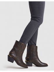 Pepe Jeans FOOTWEAR Skórzane botki "April" w kolorze brązowym rozmiar: 39. Brązowe botki Pepe Jeans FOOTWEAR, bez wzorów, z jeansu, bez obcasa, bez zapięcia. Za 353.04 zł.