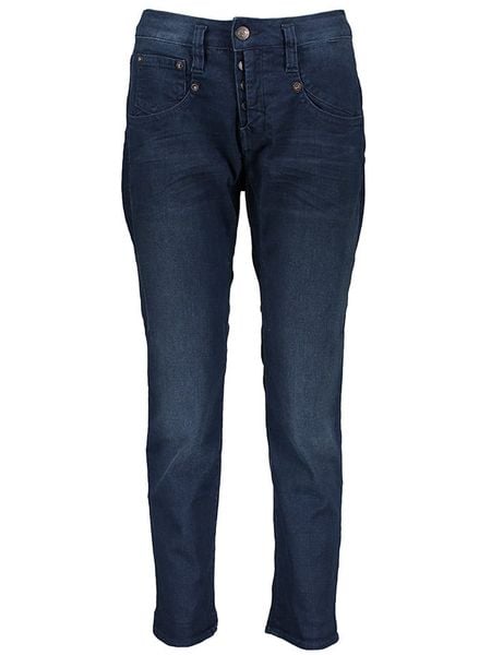 Herrlicher Dżinsy - Slim fit - w kolorze granatowym rozmiar: W24. Niebieskie jeansy Herrlicher, bez wzorów, z podwyższonym stanem. Za 143.56 zł.