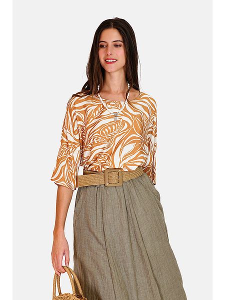 Le Jardin du Lin Bluzka w kolorze karmelowo-kremowym rozmiar: 38. Brązowe bluzki Le jardin du lin, bez wzorów, klasyczne, bez kołnierzyka, bez ramiączek. Za 136.78 zł.