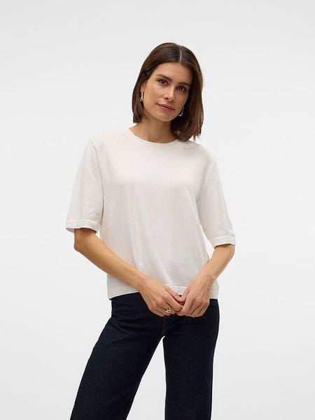 Vero Moda Sweter w kolorze kremowym rozmiar: M. Brązowe swetry Vero Moda, m, bez wzorów, z materiału, bez ramiączek. Za 93.51 zł.