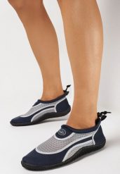 Granatowo-Szare Buty Sportowe do Wody ze Ściągaczem i Elastyczną Podeszwą Indal. Niebieskie obuwie sportowe Born2be, bez zapięcia, żeglarskie. Za 29.99 zł.