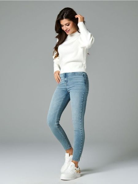 Jeansy skinny - niebieski. Niebieskie jeansy Sinsay, l, bez wzorów, z podwyższonym stanem. Za 35.99 zł.