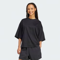 Koszulka ALL SZN Soft Lux Loose. Niebieskie bluzki Adidas, xs, bez wzorów, sportowe, bez kołnierzyka, bez ramiączek. Za 199.00 zł.