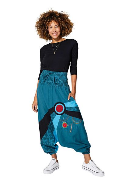 Aller Simplement Spodnie w kolorze turkusowym rozmiar: 34/36. Niebieskie spodnie materiałowe Aller Simplement, bez wzorów, z bawełny, z standardowym stanem. Za 74.63 zł.