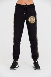 JUST CAVALLI Czarne spodnie dresowe T-round Gold. Czarne spodnie dresowe Just Cavalli, m, bez wzorów, z dresówki. W wyprzedaży za 573.44 zł.