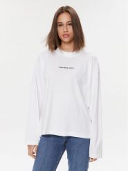 Calvin Klein Jeans Bluzka Institutional J20J222021 Biały Loose Fit. Białe bluzki Calvin Klein Jeans, l, bez wzorów, z bawełny, bez kołnierzyka, bez ramiączek. Za 159.99 zł.