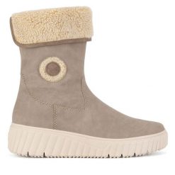 Botki Rieker. Brązowe botki Rieker, bez wzorów, bez obcasa, na koturnie, bez zapięcia. Za 311.00 zł.