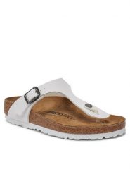 Birkenstock Japonki Gizeh 745531 Biały. Białe klapki Birkenstock, bez wzorów, ze skóry, bez obcasa. Za 353.49 zł.