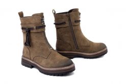 RIEKER 93068-54 green, botki damskie. Zielone botki Rieker, bez wzorów, bez obcasa, bez zapięcia. Za 373.71 zł.