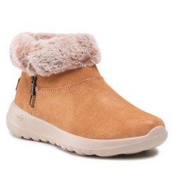 Botki Skechers. Brązowe botki Skechers, bez wzorów, bez obcasa, na płaskiej podeszwie, bez zapięcia. Za 379.99 zł.