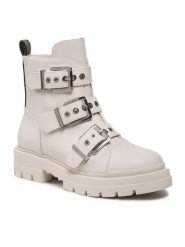 Guess Botki FL7OBI LEA10 Écru. Botki Guess, z aplikacjami, ze skóry, bez obcasa, na płaskiej podeszwie, bez zapięcia. Za 789.99 zł.