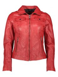 HIS Skórzana kurtka w kolorze czerwonym rozmiar: 44. Czerwone kurtki HIS, bez wzorów, ze skóry, bez kaptura. Za 462.29 zł.