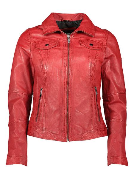 HIS Skórzana kurtka w kolorze czerwonym rozmiar: 44. Czerwone kurtki HIS, bez wzorów, ze skóry, bez kaptura. Za 462.29 zł.