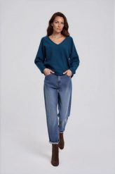 Jeansy mom fit granatowe. Jeansy MOODO, l, bez wzorów. Za 139.99 zł.