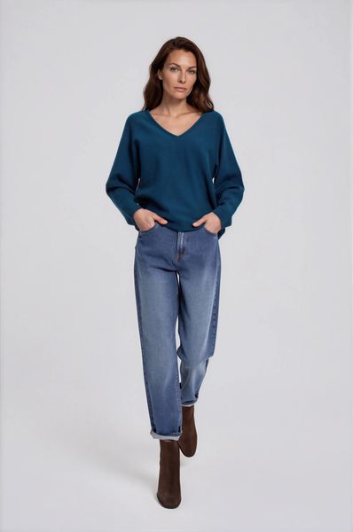 Jeansy mom fit granatowe. Jeansy MOODO, l, bez wzorów. Za 139.99 zł.
