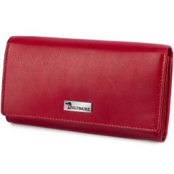 Portfel skórzany damski poziomy RFiD skóra na karty klasyk czerwony Beltimore A03. Czerwone portfele bez wzorów, ze skóry. Za 77.99 zł.