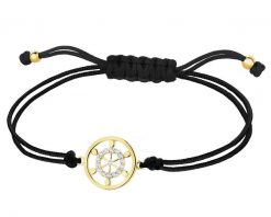 Bransoletka z cyrkoniami i elementami z żółtego złota - koło sterowe. Żółte bransoletki Apart, z cyrkonią, złote. Za 1,299.00 zł.