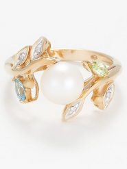 DIAMANTA Złoty pierścionek "Tosca" z diamentami, topazem i szmaragdem rozmiar: 56. Żółte pierścionki DIAMANTA, z diamentem, złote. Za 1,034.71 zł.