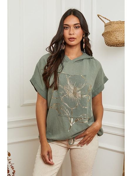 La Compagnie Du Lin Koszulka w kolorze zielonym rozmiar: XXL. Zielone bluzki La Compagnie Du Lin, xxl, bez wzorów, z bawełny, bez kołnierzyka, bez ramiączek. Za 109.52 zł.