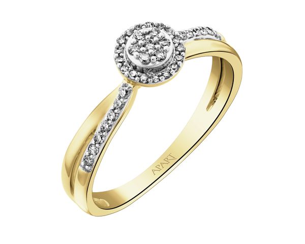 Pierścionek z żółtego złota z diamentami - 0,15 ct - próba 585. Żółte pierścionki Apart, z diamentem, złote. Za 2,590.00 zł.