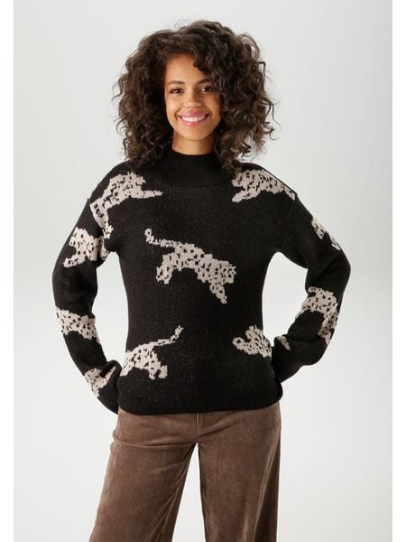 Aniston Sweter w kolorze czarnym rozmiar: 40. Czarne swetry Aniston, bez wzorów, bez ramiączek. Za 61.17 zł.