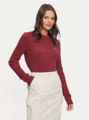 Tommy Jeans Sweter Essential DW0DW18683 Różowy Regular Fit. Czerwone swetry Tommy Jeans, xs, bez wzorów, z bawełny, bez ramiączek. Za 459.99 zł.
