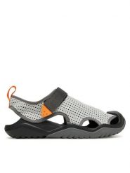 Crocs Sandały Swiftwater™ Mesh Deck 211095 Szary. Szare sandały Crocs, bez wzorów, z meshu, bez obcasa, na płaskiej podeszwie, bez zapięcia. Za 219.99 zł.
