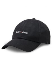 Tommy Jeans Czapka z daszkiem Sport AW0AW14596 Czarny. Czarne czapki Tommy Jeans, bez wzorów, z bawełny. Za 99.99 zł.