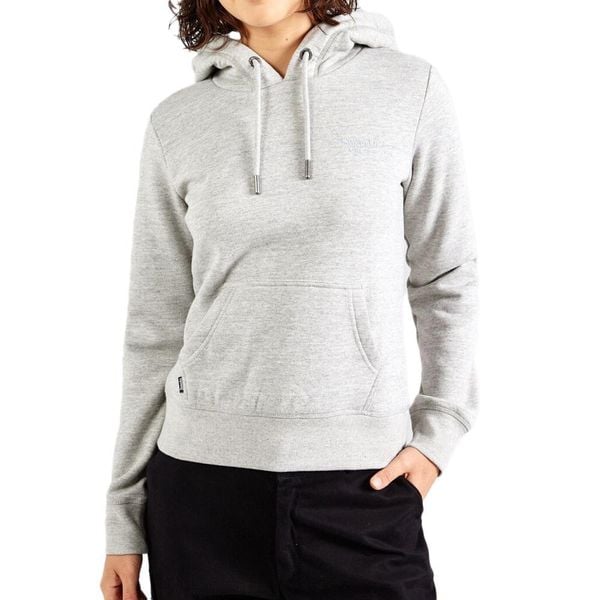 Bluza z kapturem i logo damska Superdry Essential. Szare bluzy Superdry, m, bez wzorów, z bawełny, z kapturem. Za 334.30 zł.