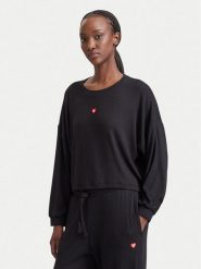 HUGO Bluzka Heart 50566668 Czarny Relaxed Fit. Czarne bluzki Hugo, s, bez wzorów, bez kołnierzyka, bez ramiączek. Za 354.99 zł.