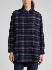 LEE 90S WORKWEAR OVERSHIRT DAMSKA KURTKA RIVET NAVY L46VAO75 112321188. Niebieskie kurtki Lee, l, bez wzorów, bez kaptura. Za 219.99 zł.