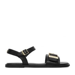 Sandały U.S. Polo Assn. Czarne sandały U.S. Polo Assn., bez wzorów, bez obcasa, na płaskiej podeszwie, bez zapięcia. Za 299.99 zł.