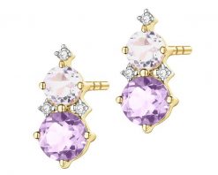 Kolczyki z żółtego złota z diamentami i ametystami - próba 375. Żółte kolczyki Apart, z ametystem, złote. Za 2,059.00 zł.
