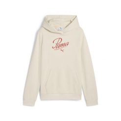 Młodzieżowa bluza z kapturem Essentials Script PUMA Alpine Snow White. Biała bluzy Puma, m, bez wzorów, prążkowane, z kapturem. Za 197.50 zł.