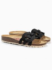 BACKSUN Skórzane klapki "Trapeze" w kolorze czarnym rozmiar: 36. Czarne klapki Backsun, bez wzorów, z otwartym noskiem, bez obcasa. Za 130.99 zł.