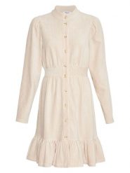 MOSS COPENHAGEN Sukienka "Floriana" w kolorze kremowym rozmiar: L/XL. Brązowe sukienki Moss Copenhagen, l, bez wzorów, bez kołnierzyka, bez ramiączek, midi. Za 219.60 zł.