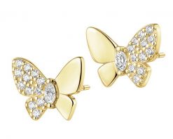 Kolczyki srebrne z cyrkoniami - motyle. Szare kolczyki Apart, z cyrkonią, pozłacane. Za 154.00 zł.