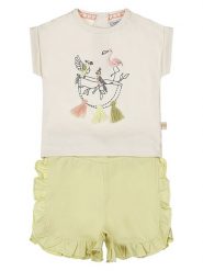 Dirkje 2-częściowy zestaw w kolorze kremowo-zielonym rozmiar: 80. Brązowe szorty Dirkje, bez wzorów. Za 52.55 zł.