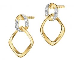 Kolczyki z żółtego złota z diamentami - 0,04 ct - próba 375. Żółte kolczyki Apart, z diamentem, złote. Za 1,659.00 zł.