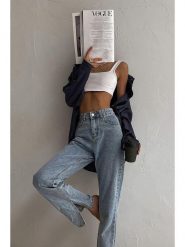 Trendyol Dżinsy - Slim fit - w kolorze błękitnym rozmiar: 36. Niebieskie jeansy Trendyol, bez wzorów, z podwyższonym stanem. Za 136.45 zł.