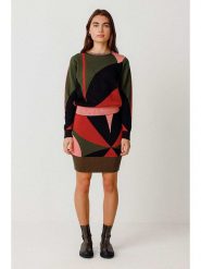 SKFK Sweter "Elur" w kolorze oliwkowo-jasnoróżowym rozmiar: 40. Brązowe swetry SKFK, bez wzorów, z bawełny, bez ramiączek. Za 219.95 zł.