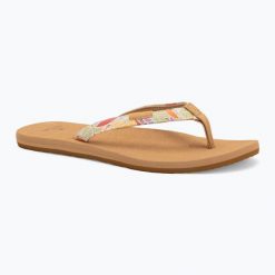 Japonki damskie Rip Curl Freedom Bloom Open Toe. Brązowe klapki Rip Curl, bez wzorów, ze skóry, z otwartym noskiem, bez obcasa. Za 109.99 zł.