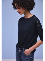 Street One Koszulka w kolorze granatowym rozmiar: 36. Niebieskie bluzki Street One, bez wzorów, street, bez kołnierzyka, bez ramiączek. Za 135.81 zł.