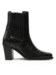 Bronx Botki New-Parton 34334-A Czarny. Czarne botki Bronx, bez wzorów, ze skóry, bez obcasa, na słupku, bez zapięcia. Za 769.99 zł.