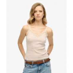 Krótki top z koronkową lamówką dla kobiet Superdry Essential. Brązowe bielizna sportowa Superdry, bez wzorów, z koronki. W wyprzedaży za 100.45 zł.