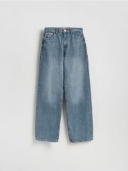 Jeansy wide leg - indigo jeans. Niebieskie jeansy Reserved, bez wzorów. Za 139.99 zł.