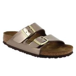 Klapki damskie Birkenstock Arizona BS. Szare klapki Birkenstock, bez wzorów, z syntetyku, bez obcasa. Za 287.00 zł.