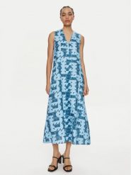 Max Mara Leisure Sukienka codzienna Urlo 2416221048 Niebieski Regular Fit. Niebieskie sukienki Max Mara Leisure, na co dzień, bez wzorów, ze lnu, bez kołnierzyka, bez ramiączek, proste. Za 579.99 zł.