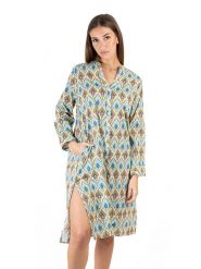 Isla Bonita by SIGRIS Sukienka w kolorze turkusowo-oliwkowym rozmiar: XL. Brązowe sukienki Isla Bonita by SIGRIS, na co dzień, xl, bez wzorów, z bawełny, bez kołnierzyka, bez ramiączek, midi, proste. Za 158.10 zł.