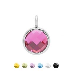 Zawieszka z różowym kryształem posrebrzana. Czerwone bransoletki Lilou, posrebrzane. Za 109.00 zł.